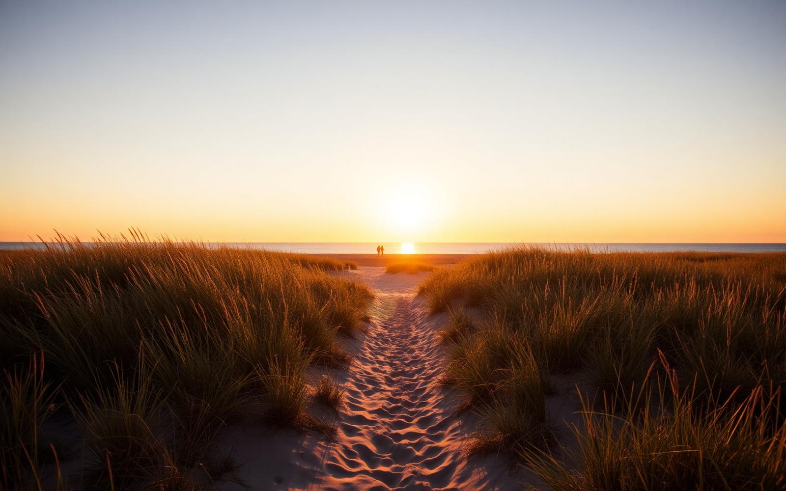 Golden hour över sandstranden vid Råbocka, Ängelholm