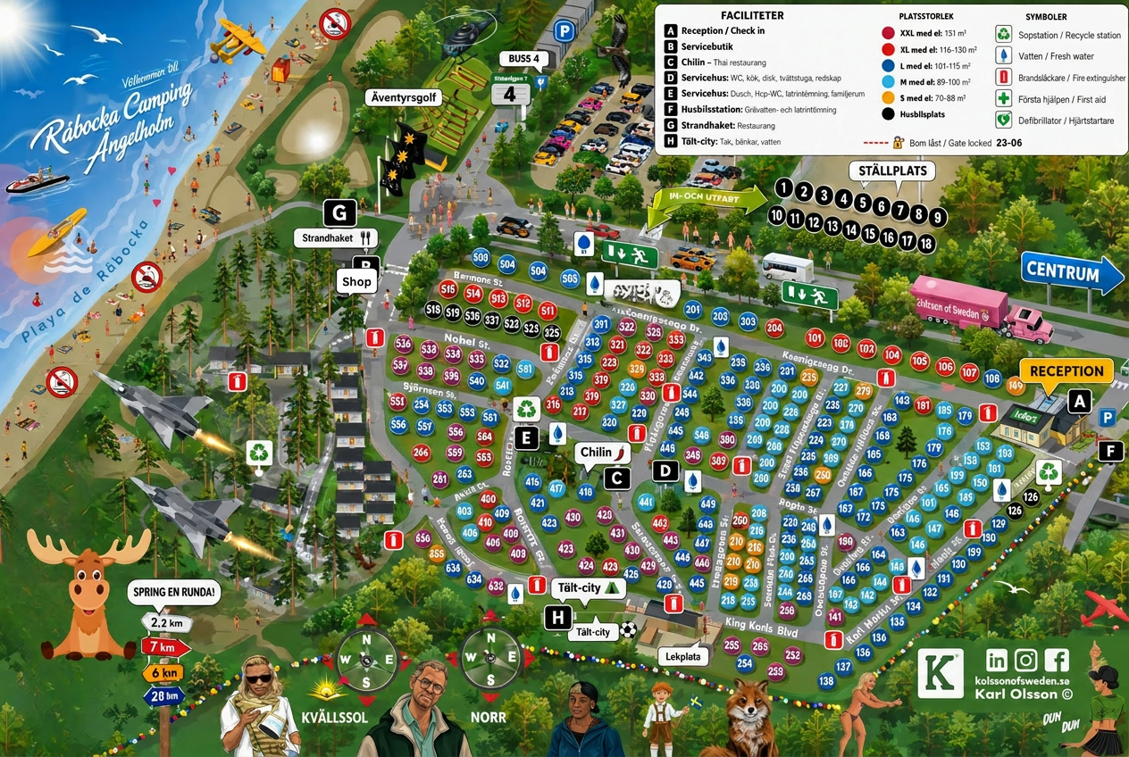 Karta över Råbocka Camping